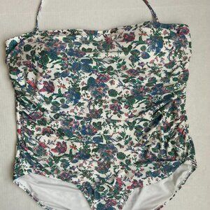 J Crew Women’s Gemma Ruched Floral Bandeau One-Piece Swimsuit Size 22